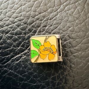 Yellow Hibiscus Flower Italian Charm Link